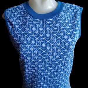 Vintage Women's Medium T-shirt Single Stitch Knit 70's Geometric Sleeveless Mod